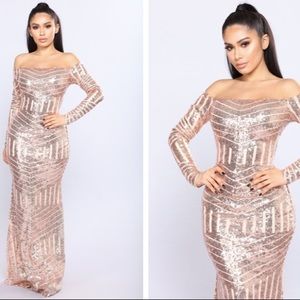 When The Night Falls Sequin Dress - Rose Gold